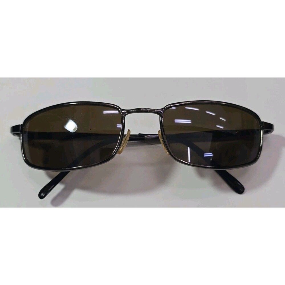Emporio Armani Men's Rectangle Sunglasses Black Metal Frame Brown Tinted SP51